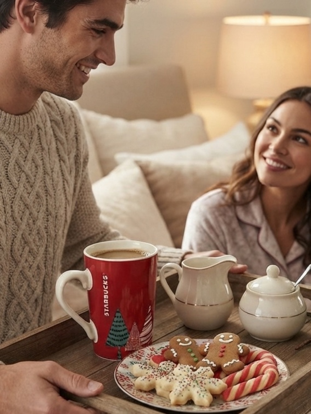 Starbucks 2017 Festive Red Mug with Tree Patterns